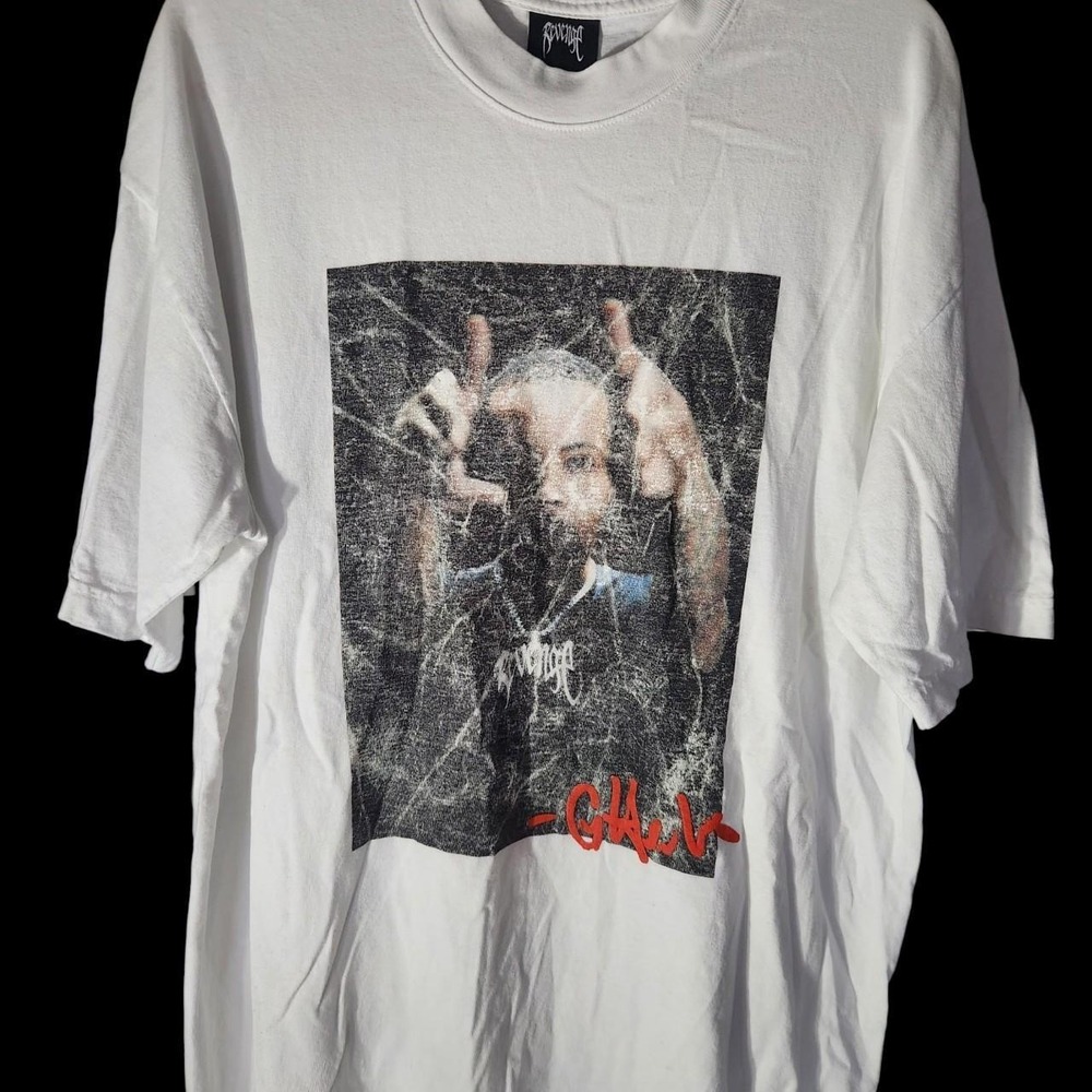 Revenge x G Herbo Graphic Tee Rare Large White Puff Print Rap Streetwear